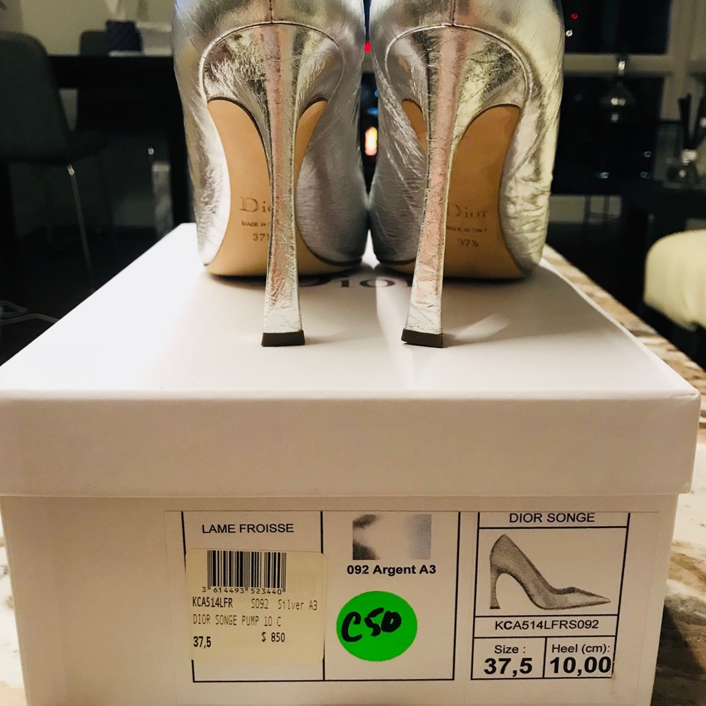 Dior Songe argent silver pump 100mm size 37.5 - Picture 6 of 8